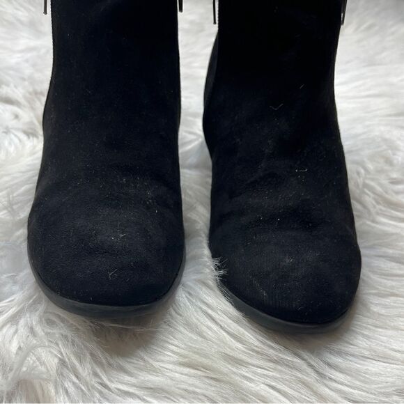 Mia Alex Suede Heeled Zip Up Ankle Booties Black Size 8.5 - Picture 6 of 10